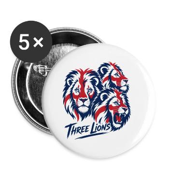 Drei Löwen im Rot Blau Weiß Fußball Mannschaft  - Buttons groß 56 mm (5er Pack) - Weiß - Vorne
