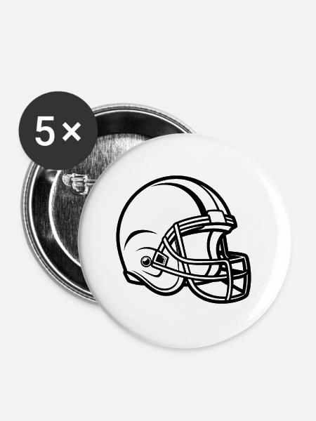 Fussballhelm-Umriss - Buttons groß 56 mm (5er Pack) - Weiß