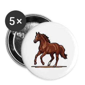 Brown Galloping Horse Vector Retro Illustration - Buttons large 2.2''/56 mm (5-pack) - white - Front