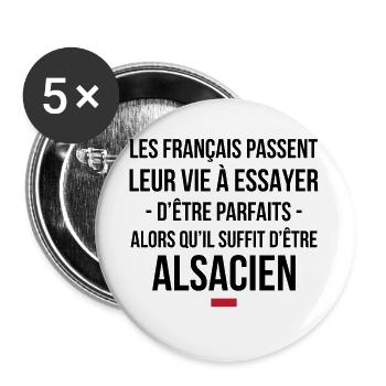 Les Francais Passent Leur Vie A Essayer D Etre ... - Lot de 5 grands badges (56 mm) - blanc - Devant