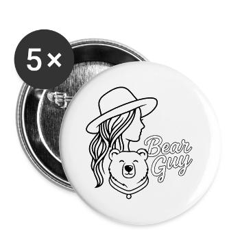 Silhouette de la Dame Grizzly Bear Guy - Lot de 5 grands badges (56 mm) - blanc - Devant