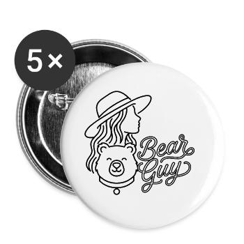 Bear Guy Frau Hut Linienkunst Grafik - Buttons groß 56 mm (5er Pack) - Weiß - Vorne
