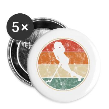 Hockey Feldhockey Hallenhockey Frauen Vintage - Buttons groß 56 mm (5er Pack) - Weiß - Vorne
