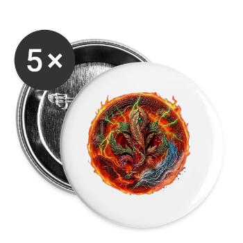 Sicilia n’do cori - As de trèfle de Fire Storm - Lot de 5 grands badges (56 mm) - blanc - Devant