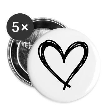 Heart - Buttons large 2.2''/56 mm (5-pack) - white - Front