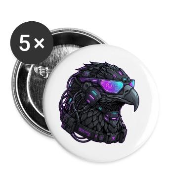 Cyberpunk Eagle Streetwear Mech - Buttons large 2.2''/56 mm (5-pack) - white - Front