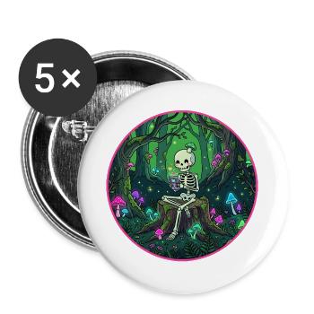 Forêt de champignons squelettes rétro gaming - Lot de 5 grands badges (56 mm) - blanc - Devant