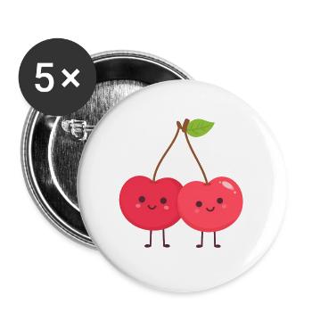 Cuddly cherry duo - Buttons large 2.2''/56 mm (5-pack) - white - Front
