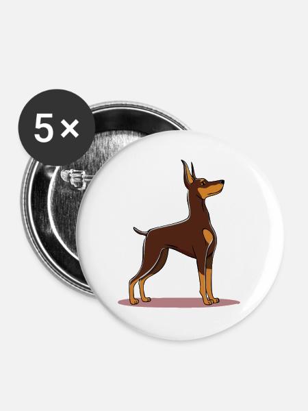 Dobermann (Comic) - Buttons groß 56 mm (5er Pack) - Weiß