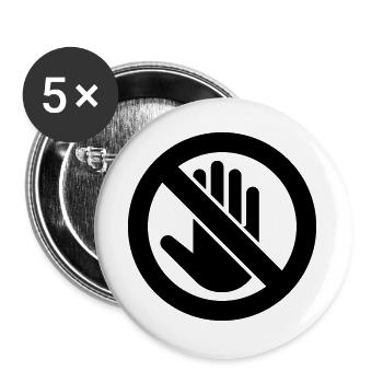 Attention : Ne pas toucher, ne pas toucher symbole - Lot de 5 grands badges (56 mm) - blanc - Devant