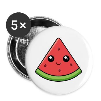 Kawaii Watermelon Smile - Buttons large 2.2''/56 mm (5-pack) - white - Front