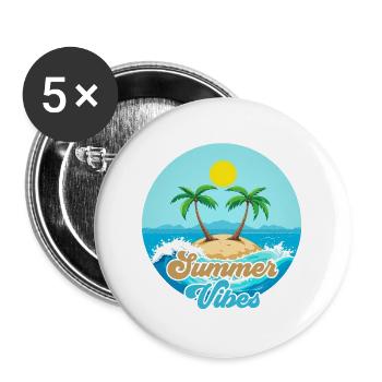 Summer Vibes Tropical Island - Buttons large 2.2''/56 mm (5-pack) - white - Front