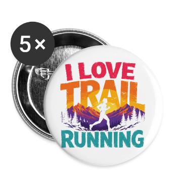 I Love Trail Running - Buttons large 2.2''/56 mm (5-pack) - white - Front