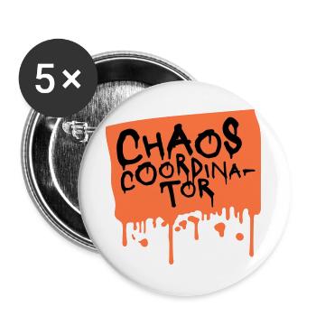 Chaos Coordinator Lustig Titel Eltern Lehrer Logo - Buttons groß 56 mm (5er Pack) - Weiß - Vorne