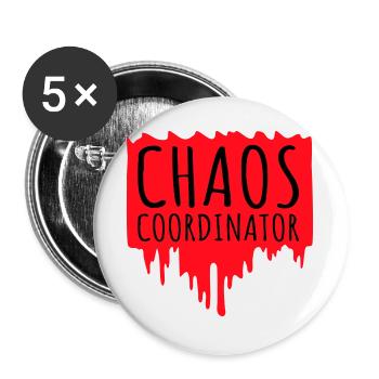 Chaos Coordinator Lustig Titel Eltern Lehrer Logo - Buttons groß 56 mm (5er Pack) - Weiß - Vorne
