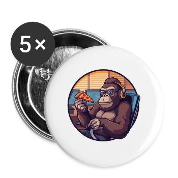 Geek Gorilla PC Arbeitsplatz IT Nerd - Buttons groß 56 mm (5er Pack) - Weiß - Vorne