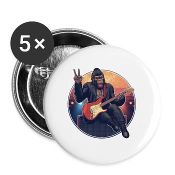 Rocker Gorilla Guitare électrique Peace Sunset Retro - Lot de 5 grands badges (56 mm) - blanc - Devant