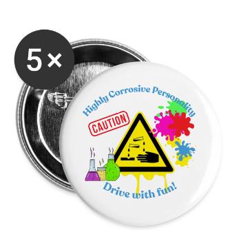 Personnalité hautement corrosive - Classe 8 - Lot de 5 grands badges (56 mm) - blanc - Devant