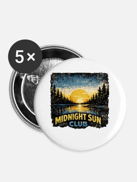 Skandinavischer Mitternachtssonnenclub - Buttons groß 56 mm (5er Pack) - Weiß