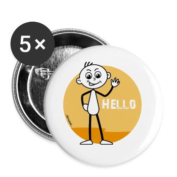„Hello“ Strichel  - Buttons groß 56 mm (5er Pack) - Weiß - Vorne