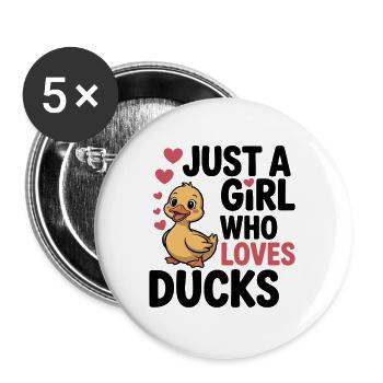 The Girl Who Loves Ducks - Buttons large 2.2''/56 mm (5-pack) - white - Front