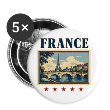 Paris Vintage Stamp Tour - Buttons large 2.2''/56 mm (5-pack) - white - Front