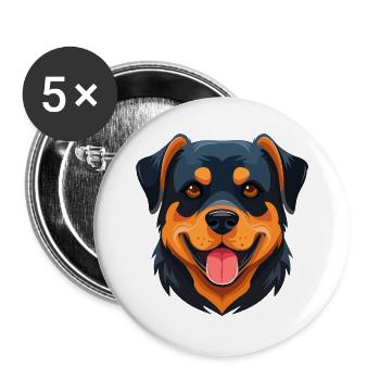 Rottweiler (comic portrait) - Buttons large 2.2''/56 mm (5-pack) - white - Front