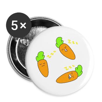 Carrot sleeping face - Buttons large 2.2''/56 mm (5-pack) - white - Front