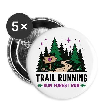Course en sentier - Run Forest Run - Lot de 5 grands badges (56 mm) - blanc - Devant