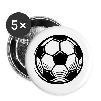 Fußball Ball Fußballverein Public Viewing - Buttons groß 56 mm (5er Pack) - Weiß - Vorne