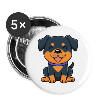 Kleiner Rottweiler (Comic) - Buttons groß 56 mm (5er Pack) - Weiß - Vorne