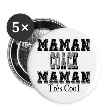 Maman Coach Maman Très Cool - Lot de 5 grands badges (56 mm) - blanc - Devant