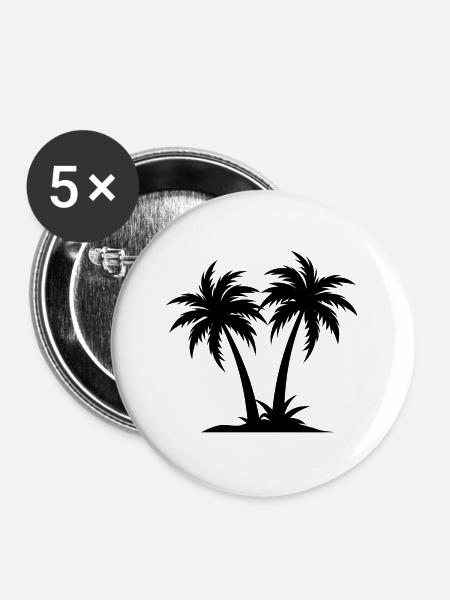 Palme - Buttons groß 56 mm (5er Pack) - Weiß