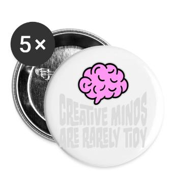 Creative Minds Are Rarely Tidy Funny Creative Logo - Buttons large 2.2''/56 mm (5-pack) - white - Front