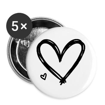 Heart - Buttons large 2.2''/56 mm (5-pack) - white - Front