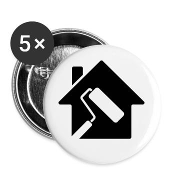 Motif de rouleau à peinture de la maison de peintre - Lot de 5 grands badges (56 mm) - blanc - Devant