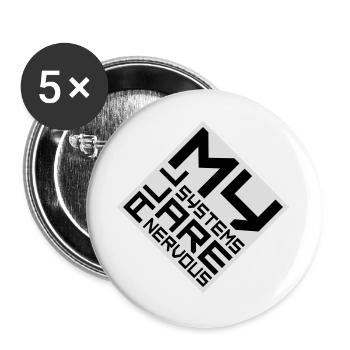 Tous mes systèmes sont nerveux, peur drôle, logo de nerd - Lot de 5 grands badges (56 mm) - blanc - Devant