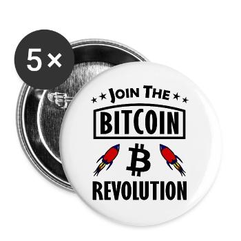 Lancement de la fusée Bitcoin - Lot de 5 grands badges (56 mm) - blanc - Devant