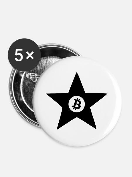 Bitcoin Symbol Schwarz - Buttons groß 56 mm (5er Pack) - Weiß