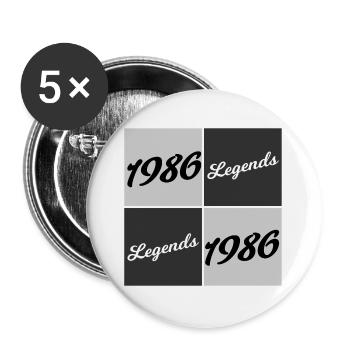 1986 Legends Script Collage - Buttons groß 56 mm (5er Pack) - Weiß - Vorne