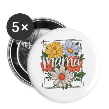 Maman - Lot de 5 grands badges (56 mm) - blanc - Devant