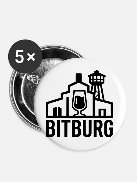 Bitburg - Buttons groß 56 mm (5er Pack) - Weiß