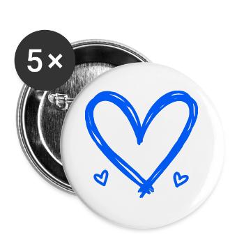 Cœur - Lot de 5 grands badges (56 mm) - blanc - Devant