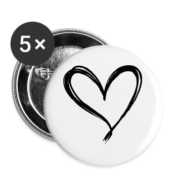 Cœur - Lot de 5 grands badges (56 mm) - blanc - Devant