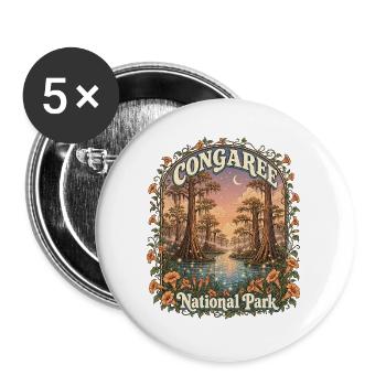 Congaree National Park USA South Carolina Hiking - Buttons large 2.2''/56 mm (5-pack) - white - Front