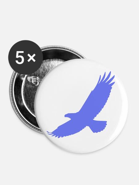 Blauer Vogel im Flug - Buttons groß 56 mm (5er Pack) - Weiß