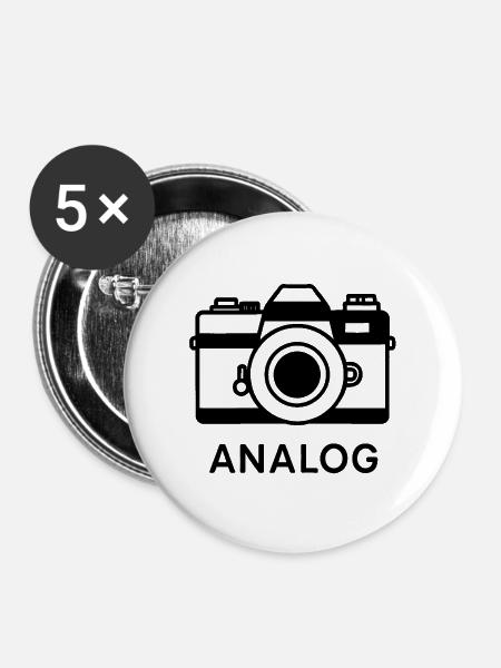 analoge Fotografie - Buttons groß 56 mm (5er Pack) - Weiß