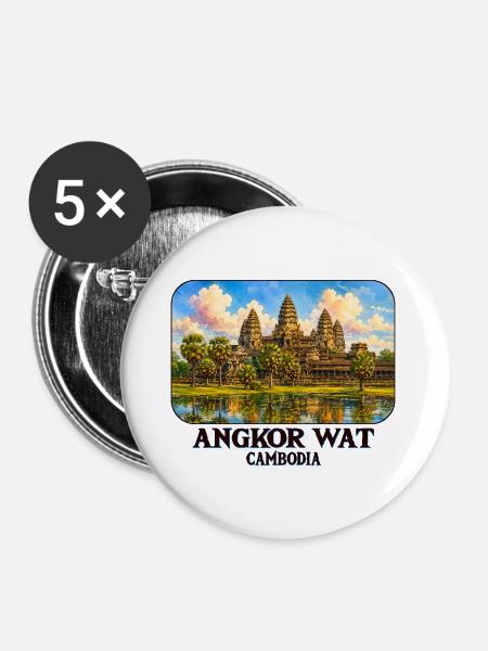Angkor Wat Kambodscha - Buttons groß 56 mm (5er Pack) - Weiß