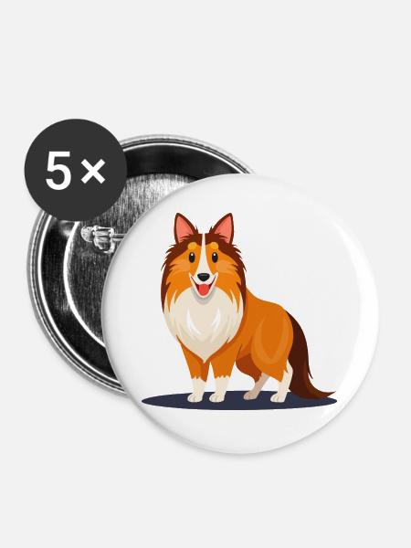 Kleiner Sheltie (Comic) - Buttons groß 56 mm (5er Pack) - Weiß