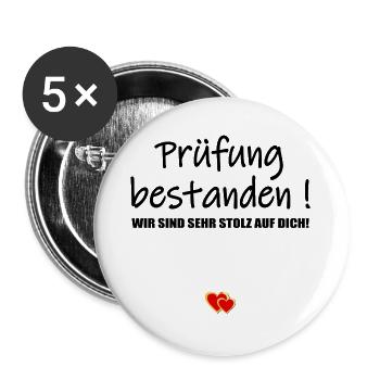 Glückwunsch Prüfung bestanden - Buttons groß 56 mm (5er Pack) - Weiß - Vorne